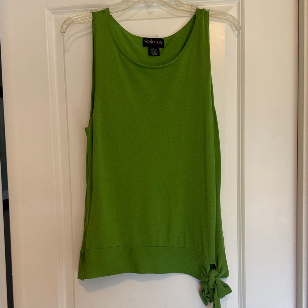 Style & Co. Vibrant Green Tank Top with Knot